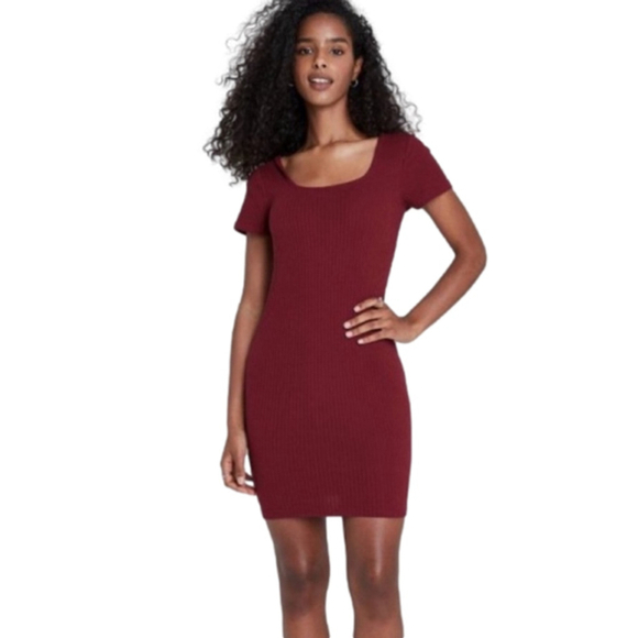 wild fable Dresses & Skirts - New With Tags Burgundy Ribbed Mini Dress